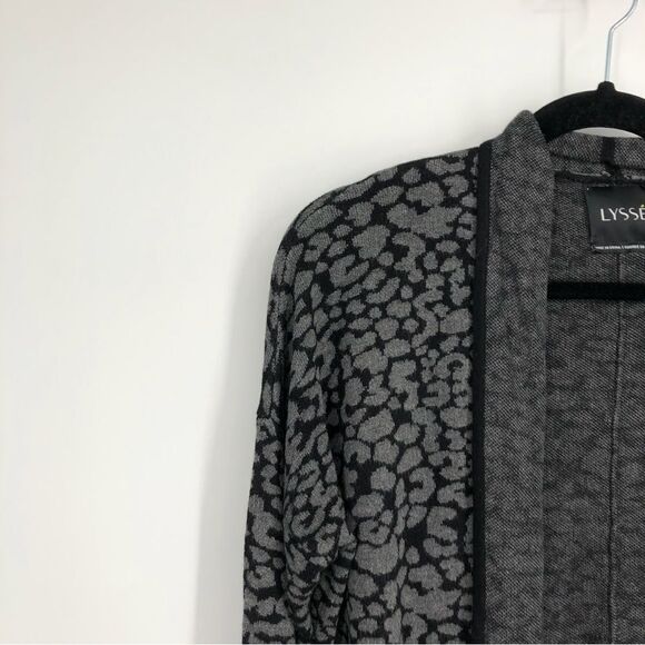 LYSSE Womens Open Front Animal Print Cardigan Black Gray Size Small - Picture 3 of 5